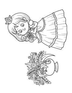 Princess Picking A Flower Tracing Worksheets Pdf, Free Vectors File